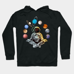 Astronaut, African Man, Meditating Surrounded by Planets Hoodie